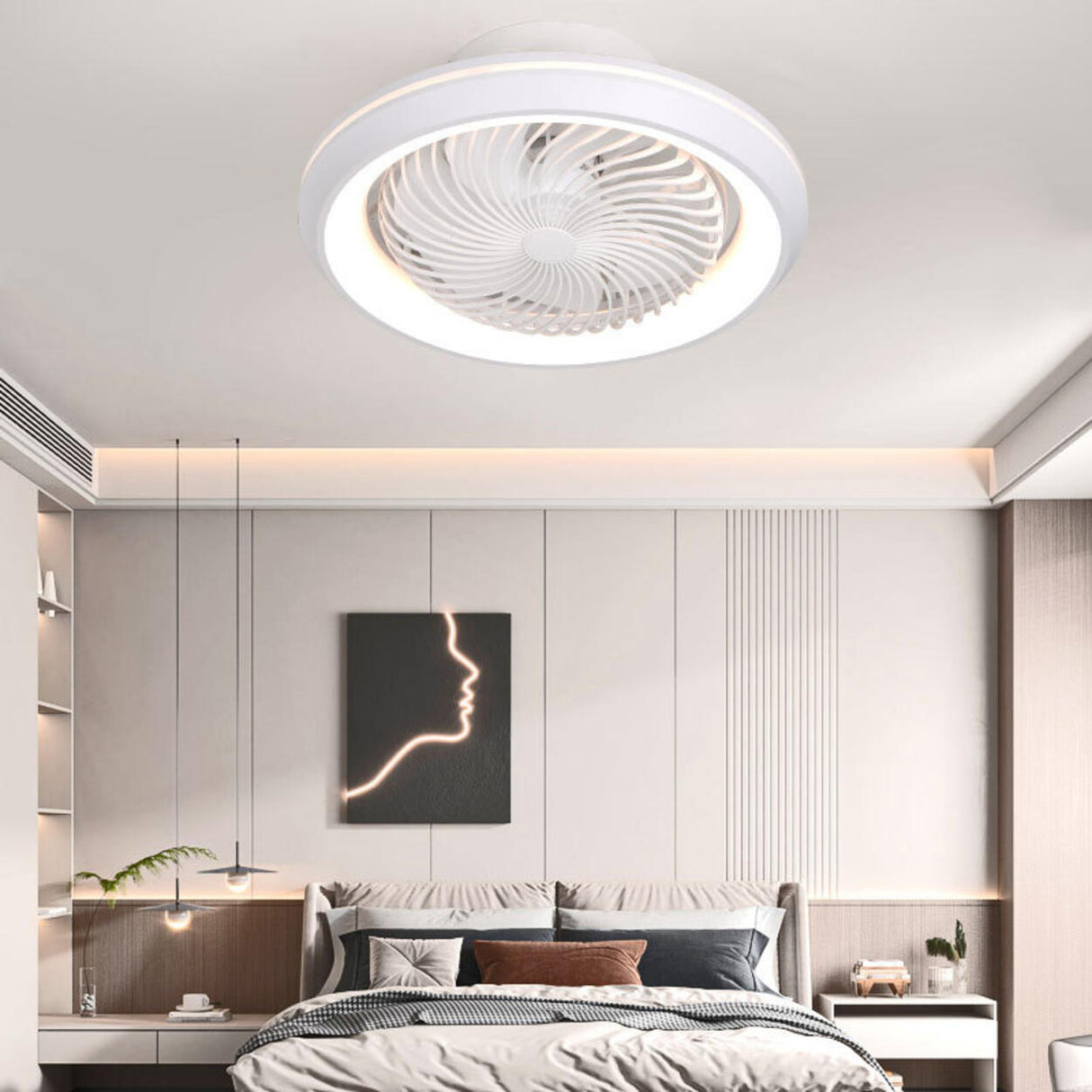 Modern Round 7 Clear Blades Ceiling Fan with LED Light Image - 3