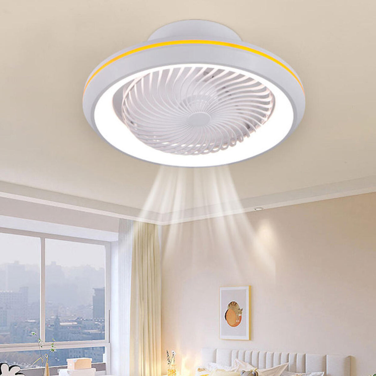 Modern Round 7 Clear Blades Ceiling Fan with LED Light Image - 5