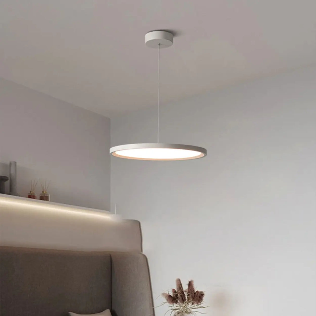 Modern Round Acrylic Pendant Light Dining Room LED Image - 2