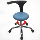 Modern Round Alloy Blue Office Stool Casters Upholstered Image - 1