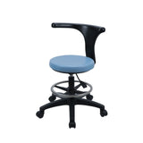 Modern Round Alloy Blue Office Stool Casters Upholstered Image - 10