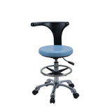 Modern Round Alloy Blue Office Stool Casters Upholstered Image - 12