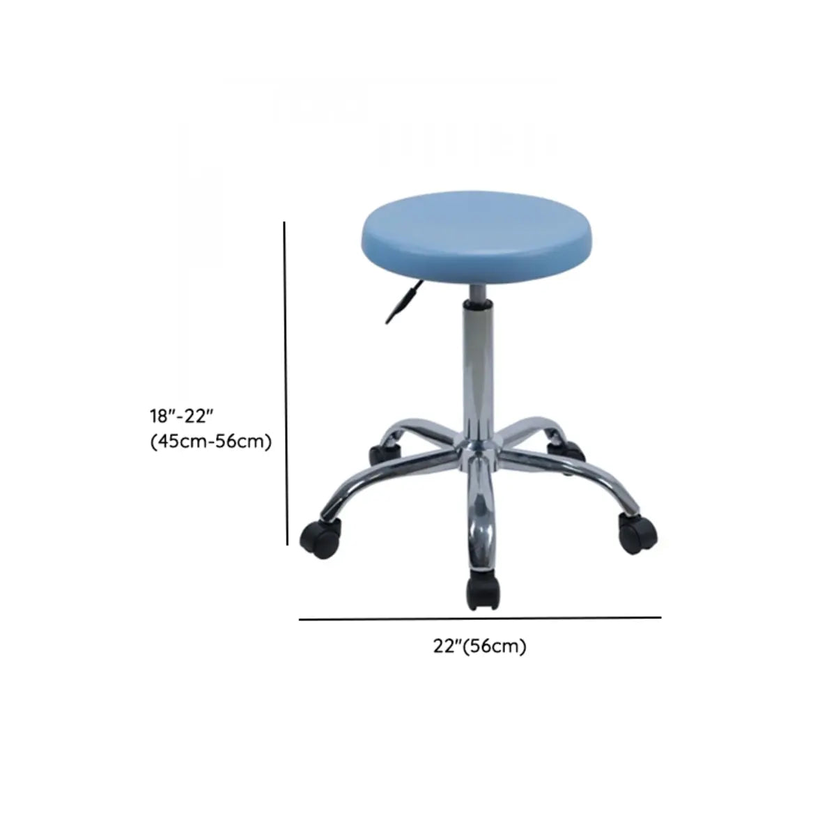 Modern Round Alloy Blue Office Stool Casters Upholstered Image - 16