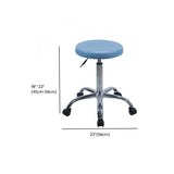 Modern Round Alloy Blue Office Stool Casters Upholstered Image - 16