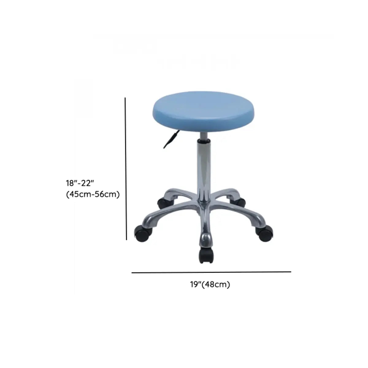 Modern Round Alloy Blue Office Stool Casters Upholstered Image - 17