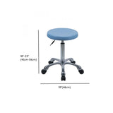 Modern Round Alloy Blue Office Stool Casters Upholstered Image - 17