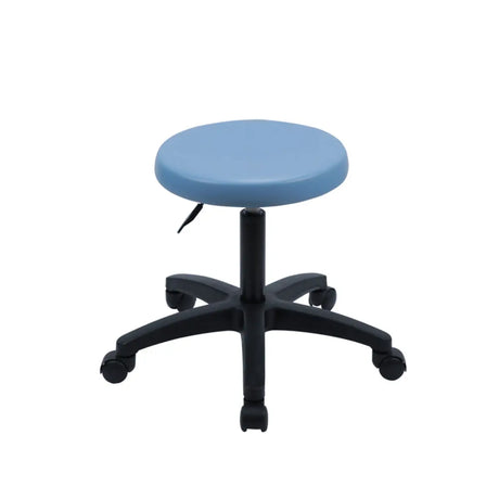 Modern Round Alloy Blue Office Stool Casters Upholstered Image - 2