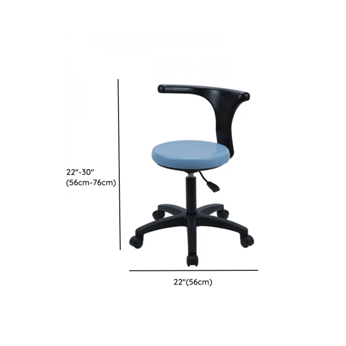 Modern Round Alloy Blue Office Stool Casters Upholstered Image - 20