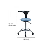 Modern Round Alloy Blue Office Stool Casters Upholstered Image - 21