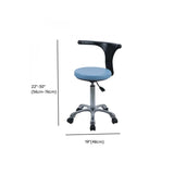 Modern Round Alloy Blue Office Stool Casters Upholstered Image - 22