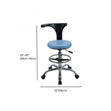 Modern Round Alloy Blue Office Stool Casters Upholstered Image - 24