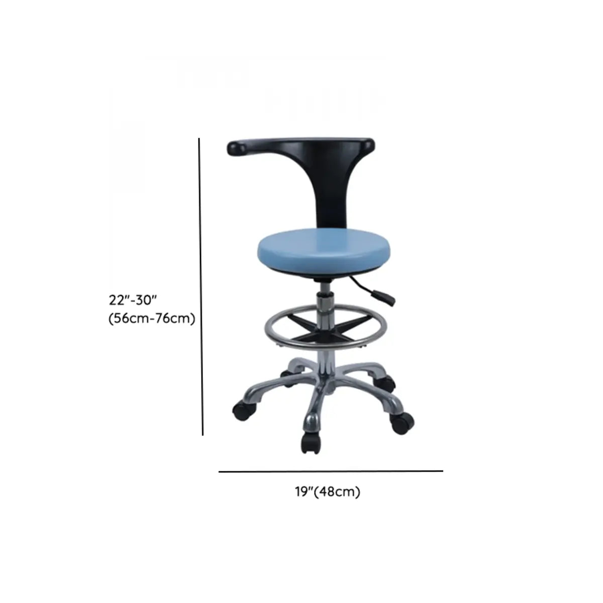 Modern Round Alloy Blue Office Stool Casters Upholstered Image - 25