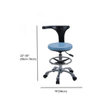 Modern Round Alloy Blue Office Stool Casters Upholstered Image - 25