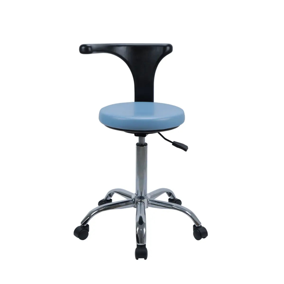 Modern Round Alloy Blue Office Stool Casters Upholstered Image - 3