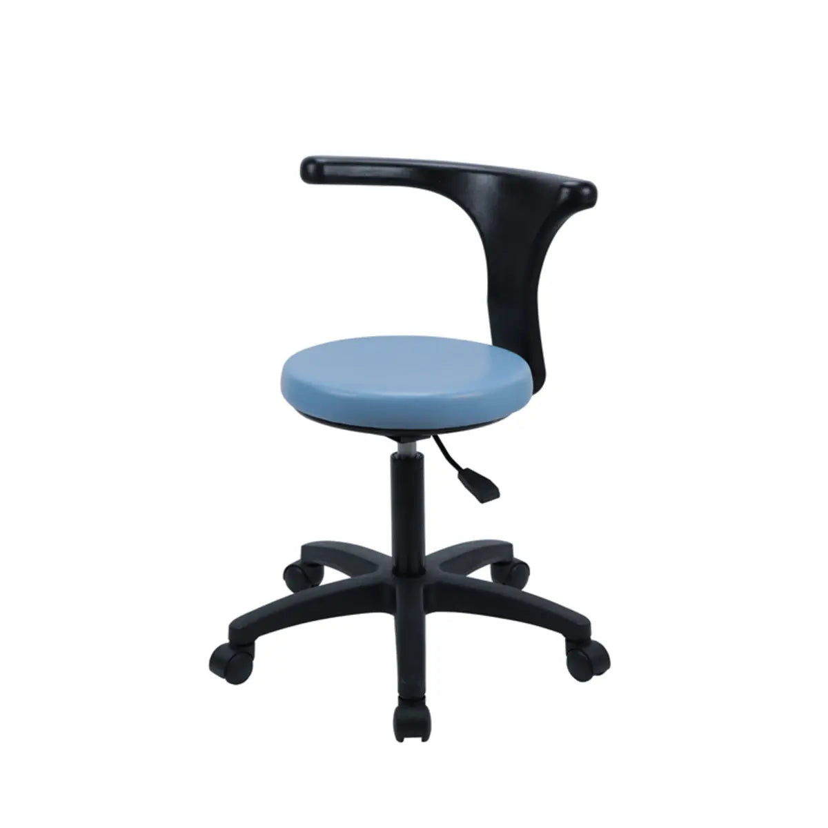 Modern Round Alloy Blue Office Stool Casters Upholstered Image - 5