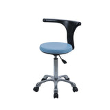 Modern Round Alloy Blue Office Stool Casters Upholstered Image - 6