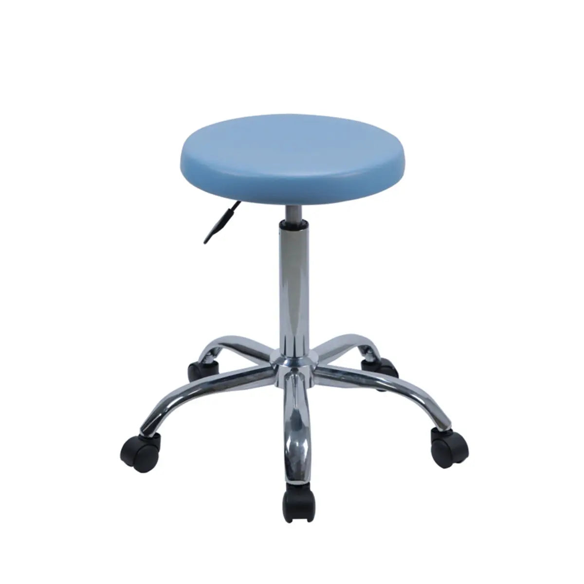 Modern Round Alloy Blue Office Stool Casters Upholstered Image - 7