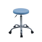 Modern Round Alloy Blue Office Stool Casters Upholstered Image - 7