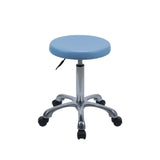 Modern Round Alloy Blue Office Stool Casters Upholstered Image - 8