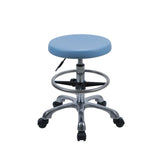 Modern Round Alloy Blue Office Stool Casters Upholstered Image - 9