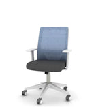 Modern Round Alloy Upholstered Office Stool Blue Adjustable Image - 11