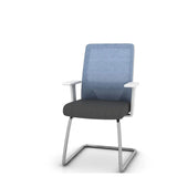 Modern Round Alloy Upholstered Office Stool Blue Adjustable Image - 12