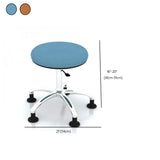 Modern Round Alloy Upholstered Office Stool Blue Adjustable Image - 14