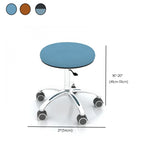 Modern Round Alloy Upholstered Office Stool Blue Adjustable Image - 15