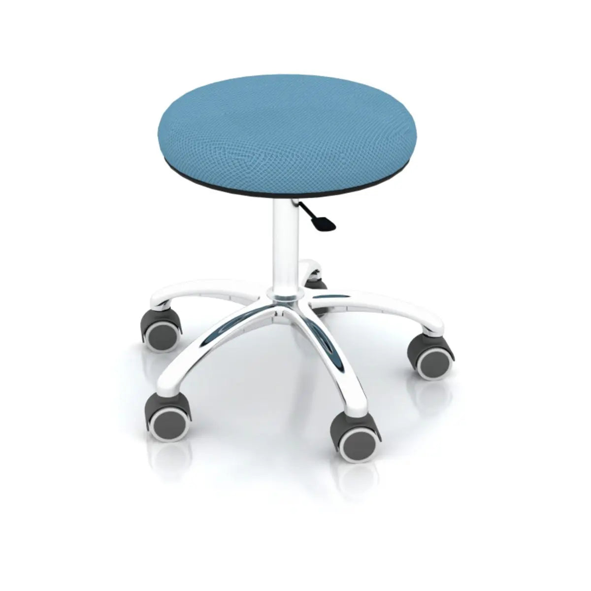 Modern Round Alloy Upholstered Office Stool Blue Adjustable Image - 3