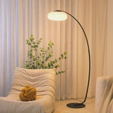 Modern Round and Black Arched Metal LED Floor Lamp Image - 1