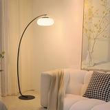 Modern Round and Black Arched Metal LED Floor Lamp Image - 2