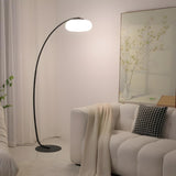 Modern Round and Black Arched Metal LED Floor Lamp Image - 4