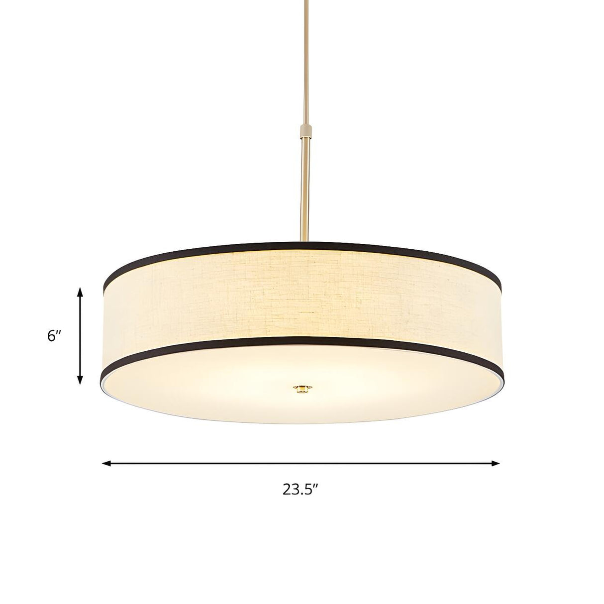 Modern Round Beige Fabric Drum Dining Room Pendant Light 