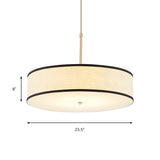 Modern Round Beige Fabric Drum Dining Room Pendant Light #size