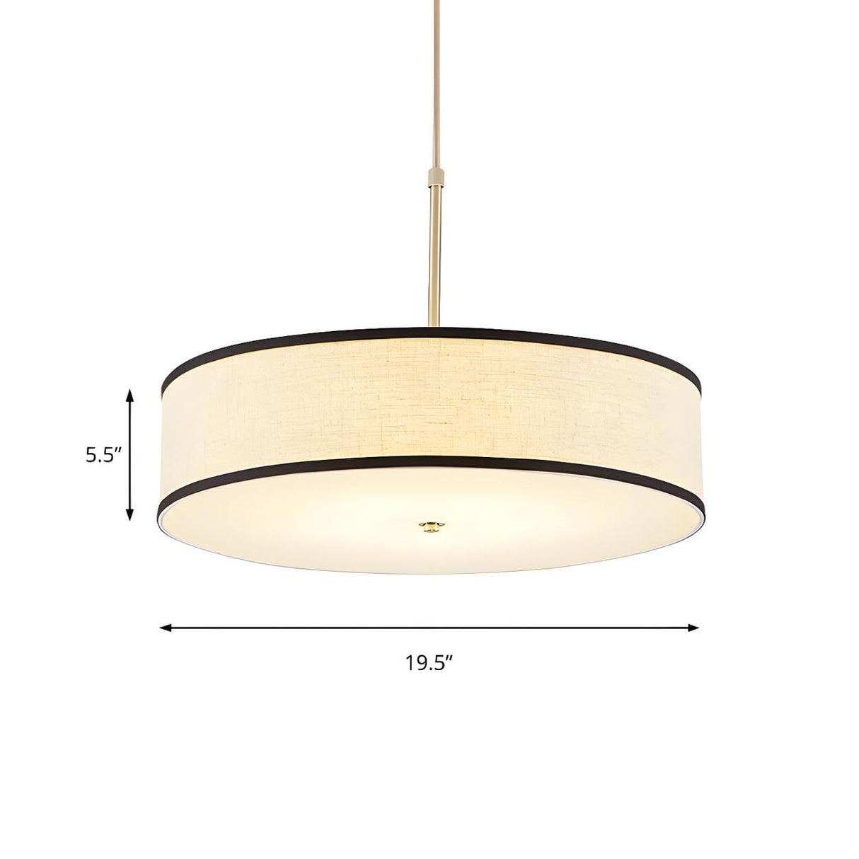 Modern Round Beige Fabric Drum Dining Room Pendant Light Image - 5