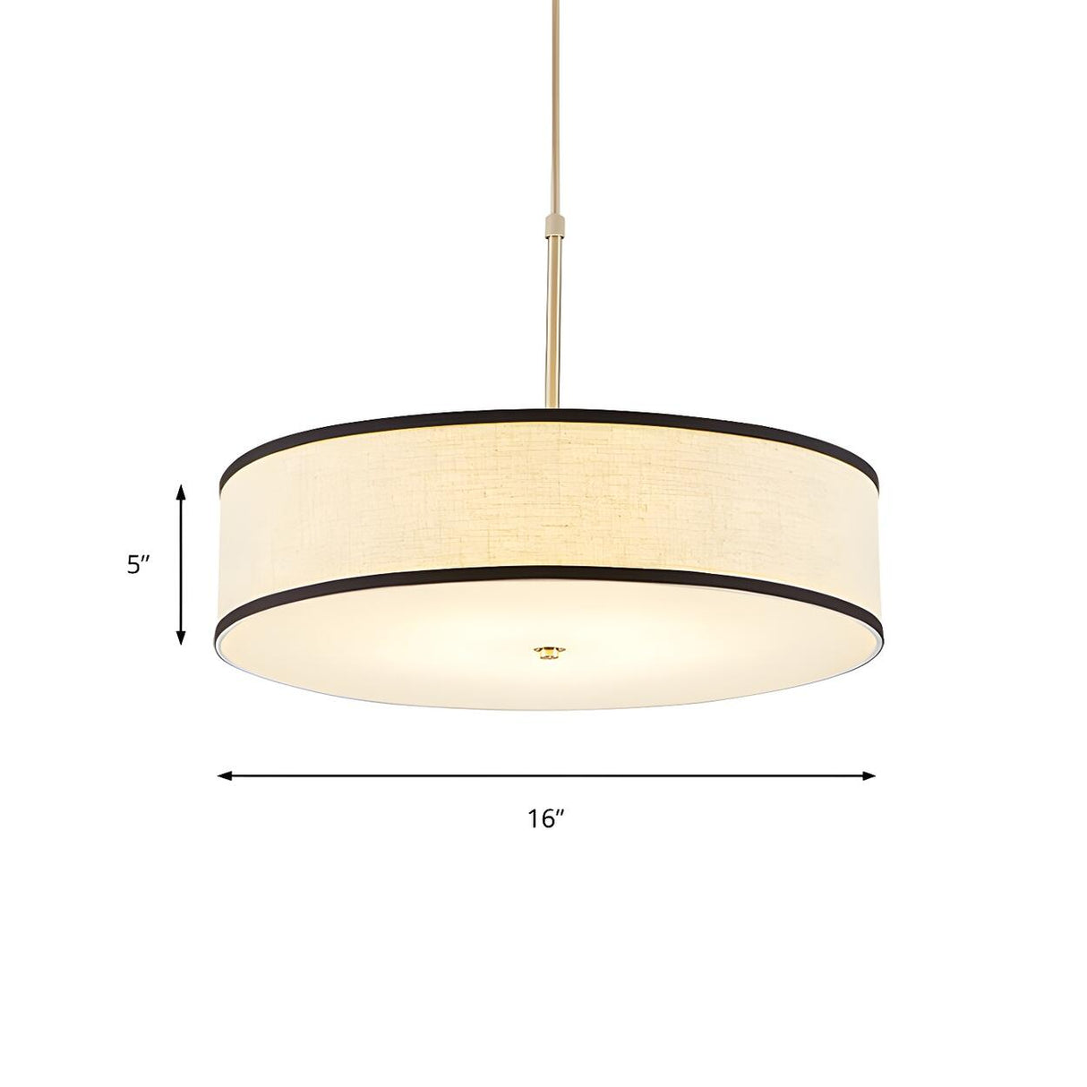 Modern Round Beige Fabric Drum Dining Room Pendant Light Image - 6