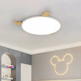 Modern Round Black Antlers Dimmable Flush Mount Light Image - 4