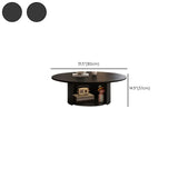 Modern Round Black Stone Storage Nesting Coffee Table Image - 11