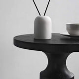 Modern Round Black Wood Pedestal Base Coffee End Table Image - 4