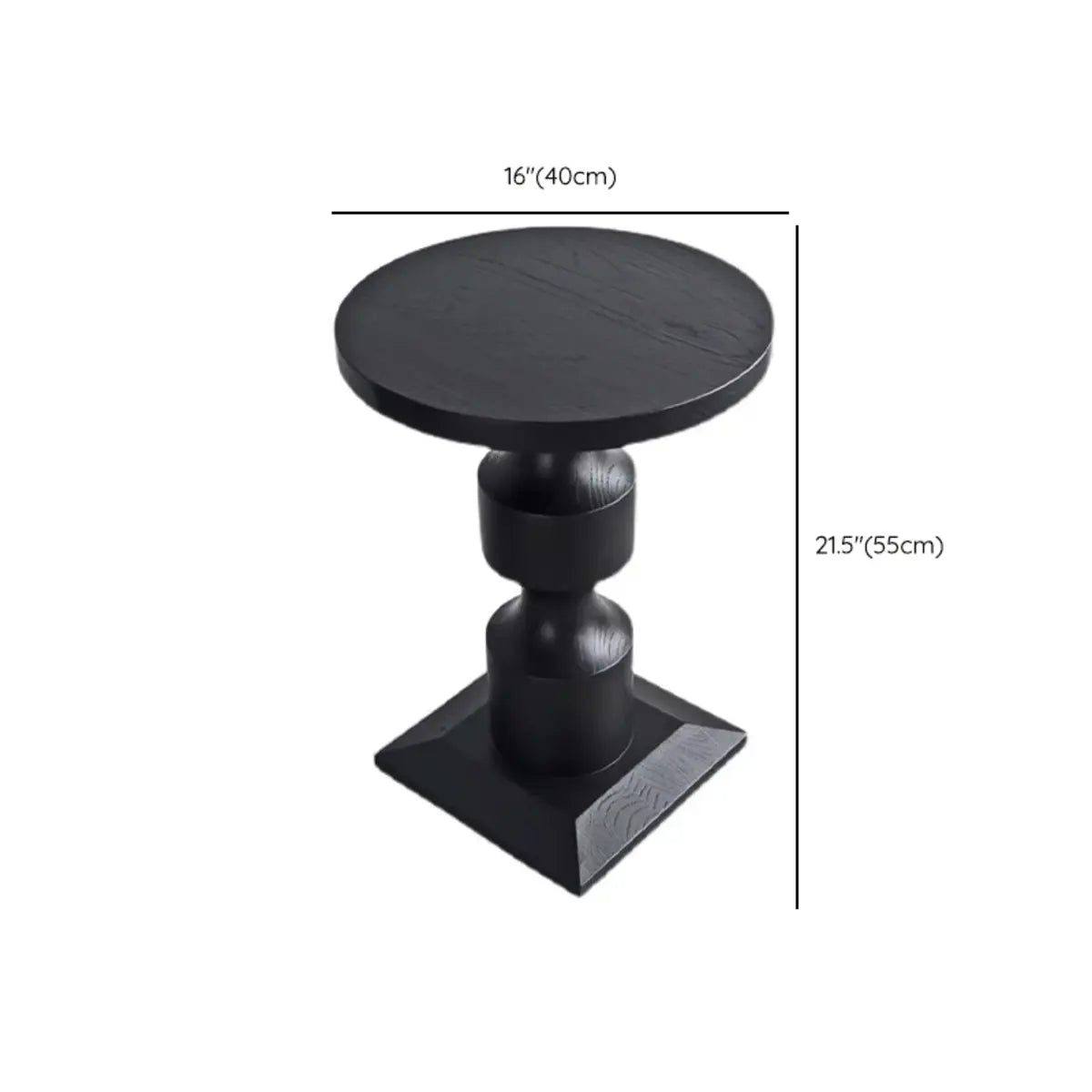 Modern Round Black Wood Pedestal Base Coffee End Table 