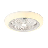 Modern Round Bladeless Flush Ceiling Fan with Light Image - 6