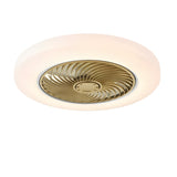 Modern Round Bladeless Flush Ceiling Fan with Light Image - 8