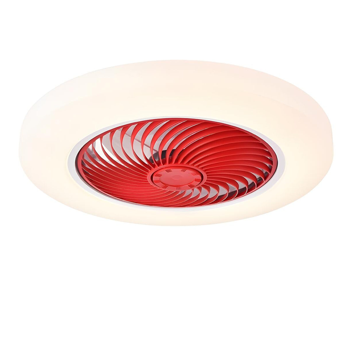 Modern Round Bladeless Flush Ceiling Fan with Light Image - 9