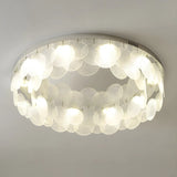 Modern Chrome Round Flakes Flush Mount Lamp Living Room Image - 11