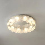 Modern Chrome Round Flakes Flush Mount Lamp Living Room Image - 5