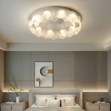 Modern Chrome Round Flakes Flush Mount Lamp Living Room Image - 8