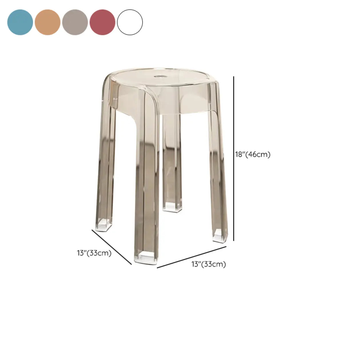 Modern Round Clear Acrylic Office Stool Adjustable Height 