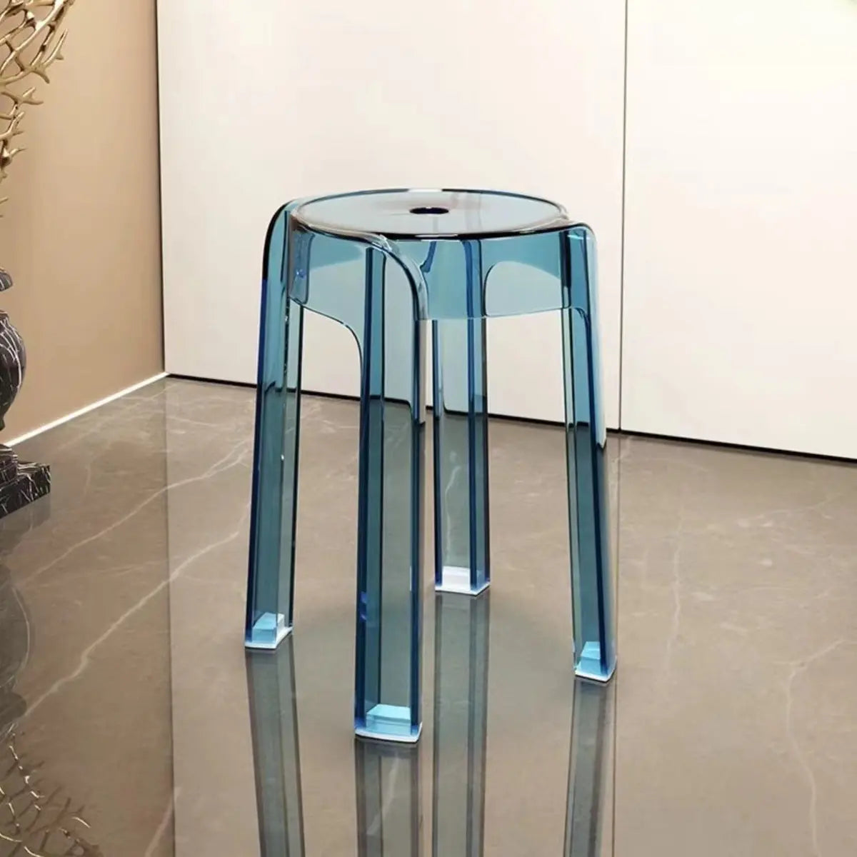 Modern Round Clear Acrylic Office Stool Adjustable Height Image - 9