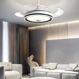 Modern Round Clear Blade Ceiling Fan with LED Light Image - 1