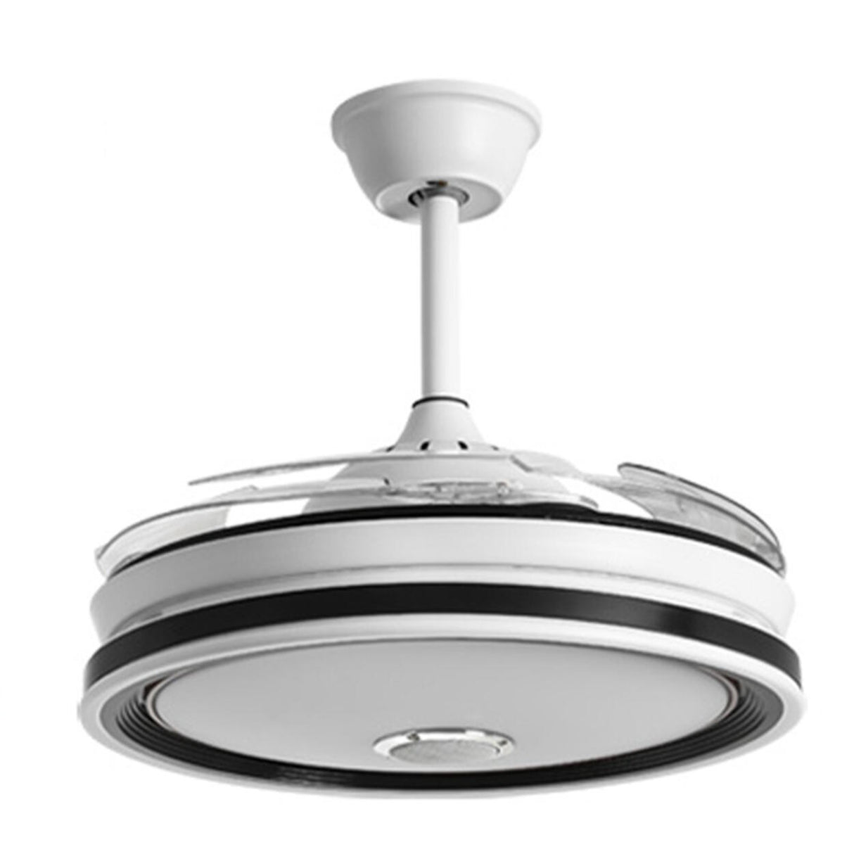 Modern Round Clear Blade Ceiling Fan with LED Light Image - 14